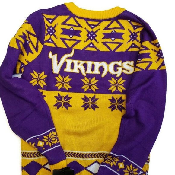 NFL Minnesota Vikings Womens Size Medium Christmas Party Ugly V Neck Sweater - Picture 4 of 6